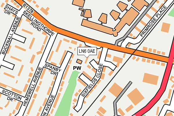 LN6 0AE map - OS OpenMap – Local (Ordnance Survey)