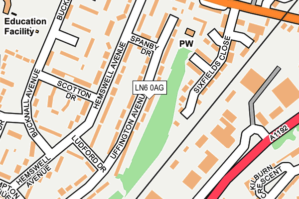 LN6 0AG map - OS OpenMap – Local (Ordnance Survey)