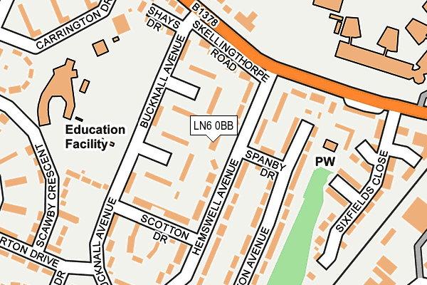 LN6 0BB map - OS OpenMap – Local (Ordnance Survey)