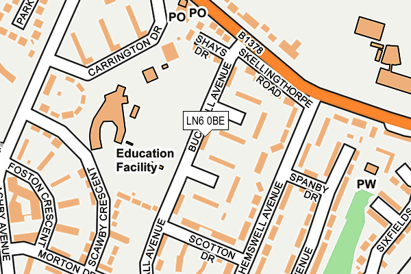 LN6 0BE map - OS OpenMap – Local (Ordnance Survey)