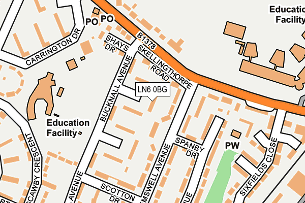 LN6 0BG map - OS OpenMap – Local (Ordnance Survey)