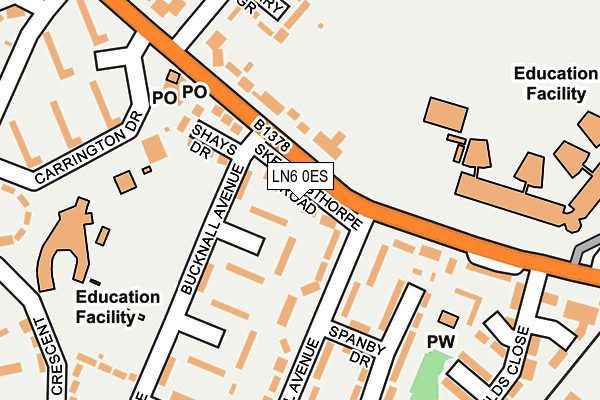 LN6 0ES map - OS OpenMap – Local (Ordnance Survey)