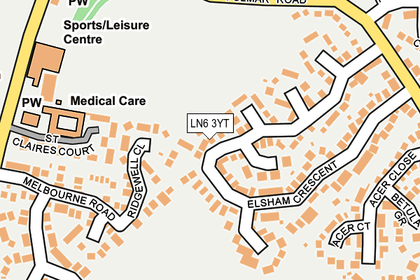LN6 3YT map - OS OpenMap – Local (Ordnance Survey)