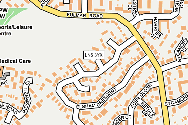 LN6 3YX map - OS OpenMap – Local (Ordnance Survey)
