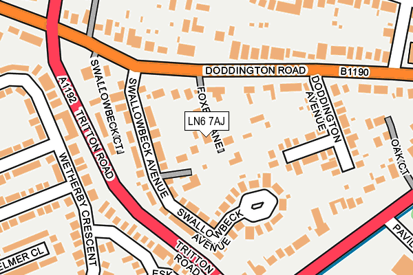 LN6 7AJ map - OS OpenMap – Local (Ordnance Survey)
