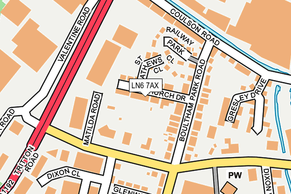 LN6 7AX map - OS OpenMap – Local (Ordnance Survey)