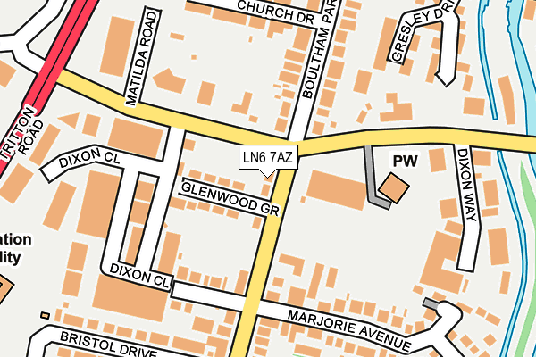 LN6 7AZ map - OS OpenMap – Local (Ordnance Survey)