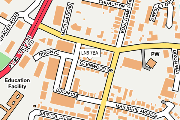 LN6 7BA map - OS OpenMap – Local (Ordnance Survey)
