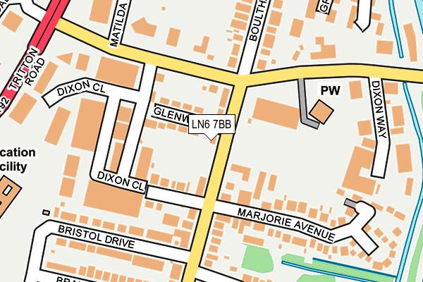 LN6 7BB map - OS OpenMap – Local (Ordnance Survey)