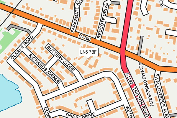 LN6 7BF map - OS OpenMap – Local (Ordnance Survey)