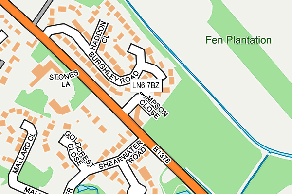 LN6 7BZ map - OS OpenMap – Local (Ordnance Survey)