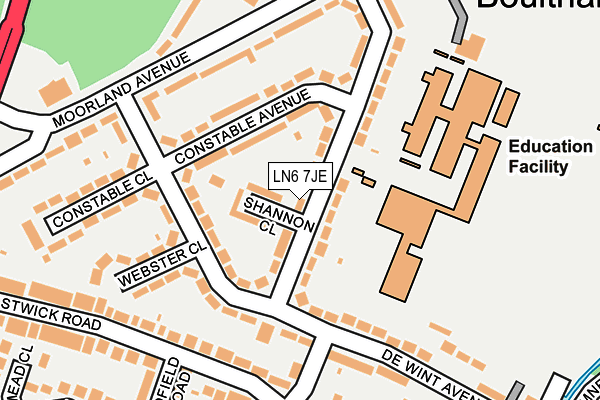 LN6 7JE map - OS OpenMap – Local (Ordnance Survey)
