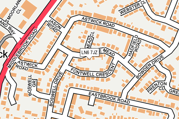 LN6 7JZ map - OS OpenMap – Local (Ordnance Survey)