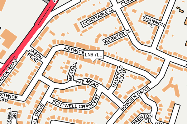 LN6 7LL map - OS OpenMap – Local (Ordnance Survey)