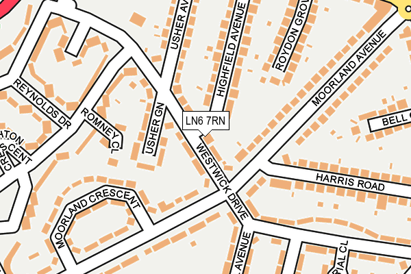 LN6 7RN map - OS OpenMap – Local (Ordnance Survey)