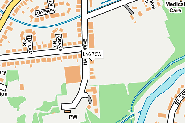 LN6 7SW map - OS OpenMap – Local (Ordnance Survey)