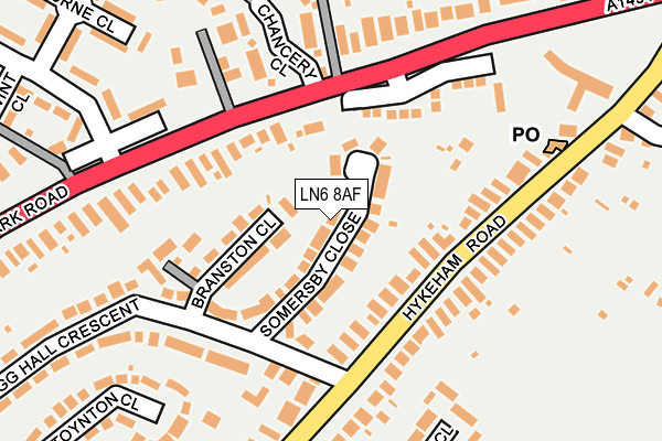 LN6 8AF map - OS OpenMap – Local (Ordnance Survey)