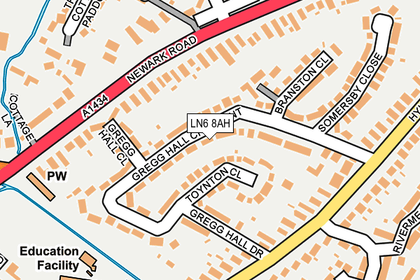 LN6 8AH map - OS OpenMap – Local (Ordnance Survey)