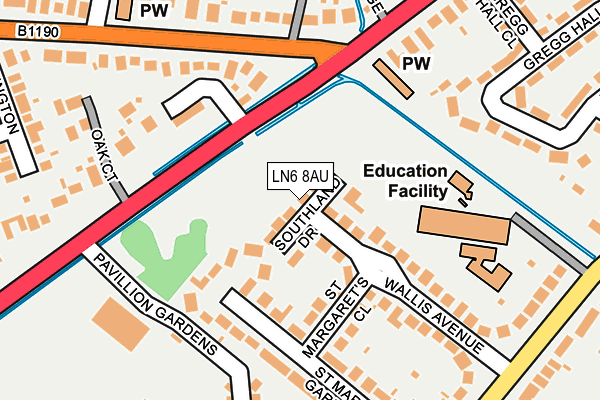 LN6 8AU map - OS OpenMap – Local (Ordnance Survey)