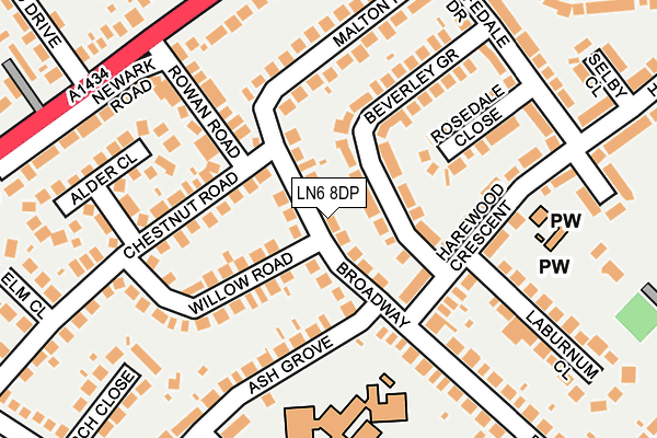 LN6 8DP map - OS OpenMap – Local (Ordnance Survey)