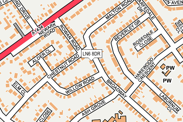 LN6 8DR map - OS OpenMap – Local (Ordnance Survey)