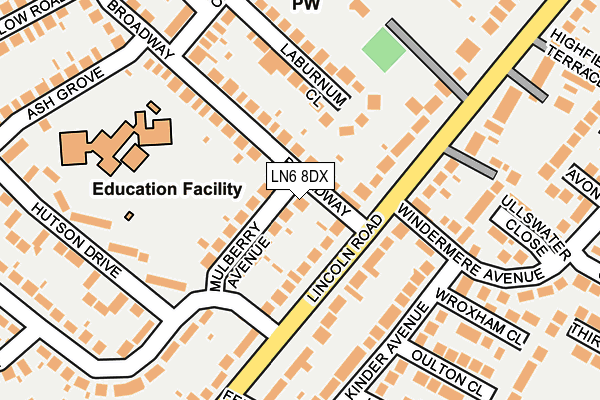 LN6 8DX map - OS OpenMap – Local (Ordnance Survey)