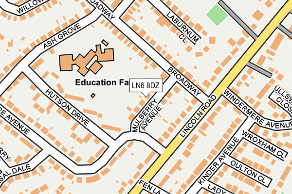 LN6 8DZ map - OS OpenMap – Local (Ordnance Survey)