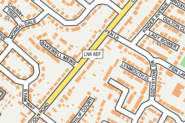 LN6 8EF map - OS OpenMap – Local (Ordnance Survey)