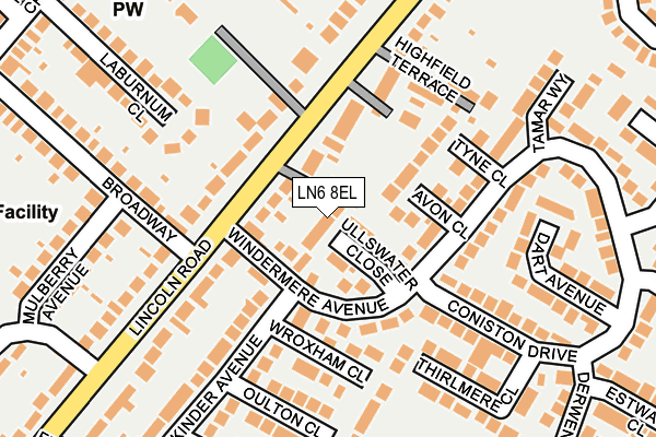 LN6 8EL map - OS OpenMap – Local (Ordnance Survey)