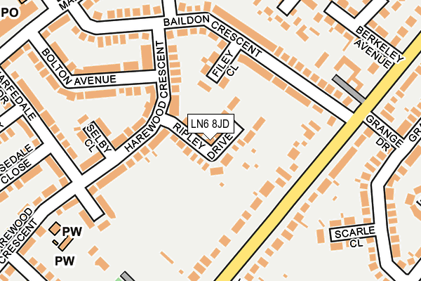 LN6 8JD map - OS OpenMap – Local (Ordnance Survey)