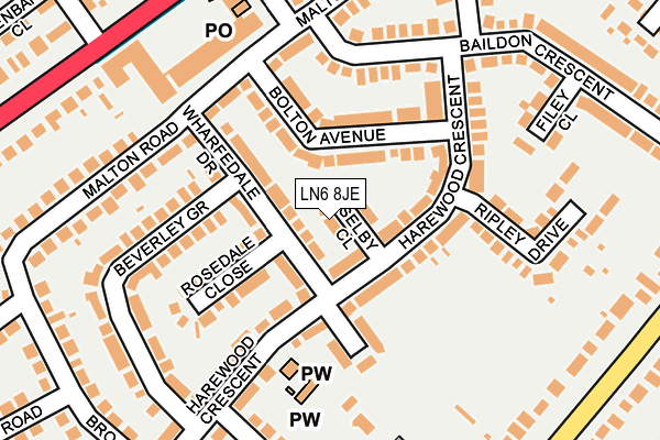 LN6 8JE map - OS OpenMap – Local (Ordnance Survey)