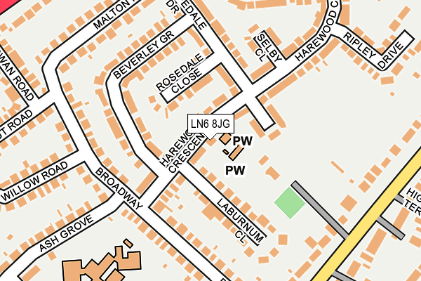 LN6 8JG map - OS OpenMap – Local (Ordnance Survey)