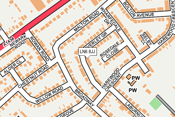 LN6 8JJ map - OS OpenMap – Local (Ordnance Survey)