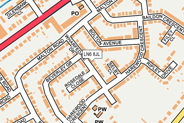 LN6 8JL map - OS OpenMap – Local (Ordnance Survey)