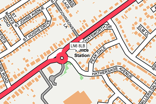 LN6 8LB map - OS OpenMap – Local (Ordnance Survey)