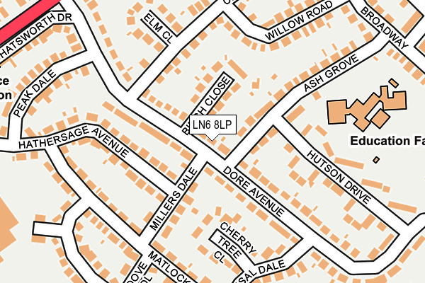 LN6 8LP map - OS OpenMap – Local (Ordnance Survey)