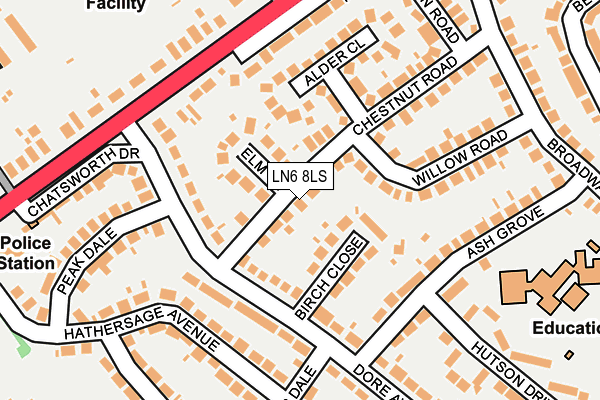 LN6 8LS map - OS OpenMap – Local (Ordnance Survey)