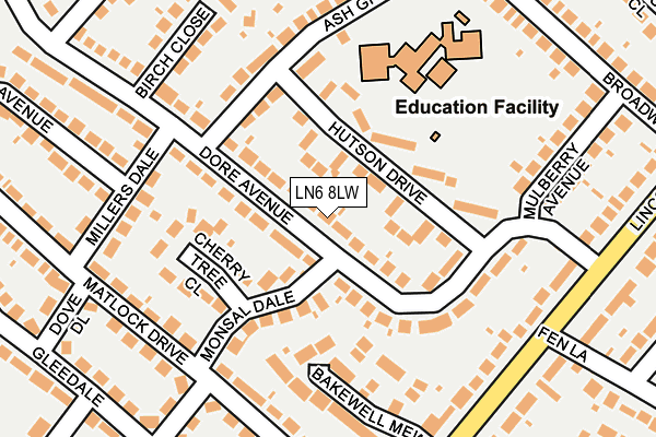 LN6 8LW map - OS OpenMap – Local (Ordnance Survey)