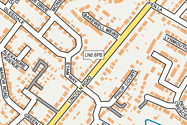 LN6 8PB map - OS OpenMap – Local (Ordnance Survey)