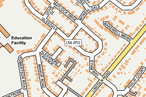 LN6 8PQ map - OS OpenMap – Local (Ordnance Survey)