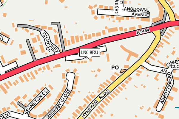 LN6 8RU map - OS OpenMap – Local (Ordnance Survey)