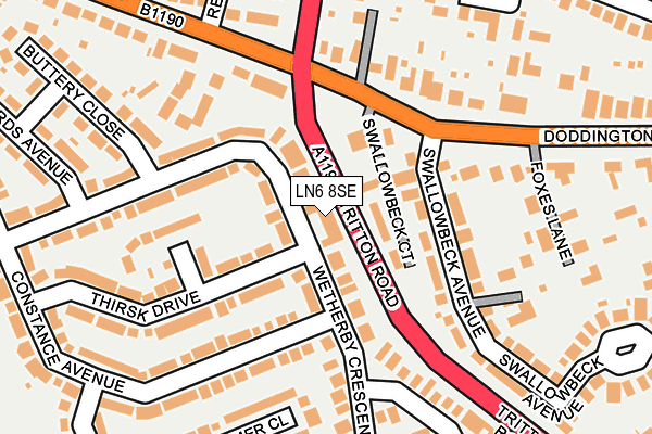 LN6 8SE map - OS OpenMap – Local (Ordnance Survey)