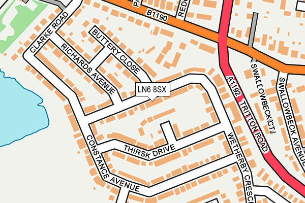 LN6 8SX map - OS OpenMap – Local (Ordnance Survey)