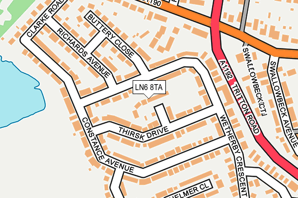 LN6 8TA map - OS OpenMap – Local (Ordnance Survey)