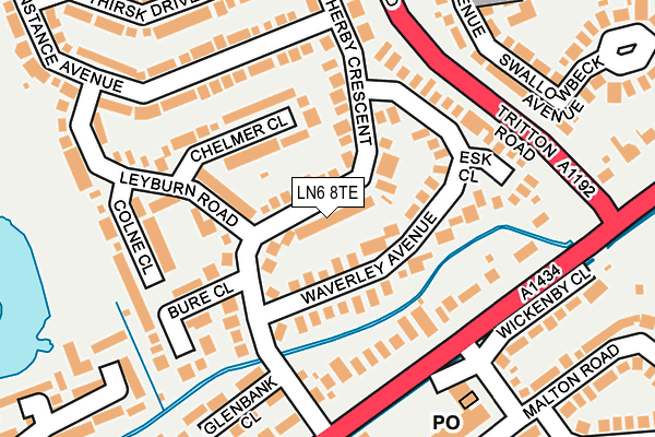 LN6 8TE map - OS OpenMap – Local (Ordnance Survey)