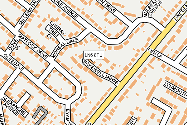 LN6 8TU map - OS OpenMap – Local (Ordnance Survey)