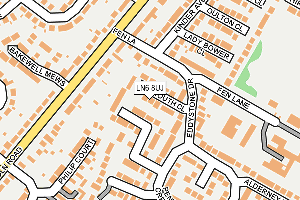 LN6 8UJ map - OS OpenMap – Local (Ordnance Survey)