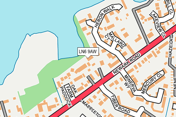 LN6 9AW map - OS OpenMap – Local (Ordnance Survey)