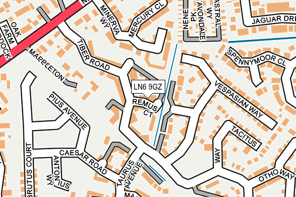 LN6 9GZ map - OS OpenMap – Local (Ordnance Survey)