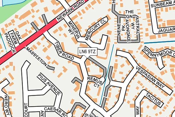 LN6 9TZ map - OS OpenMap – Local (Ordnance Survey)